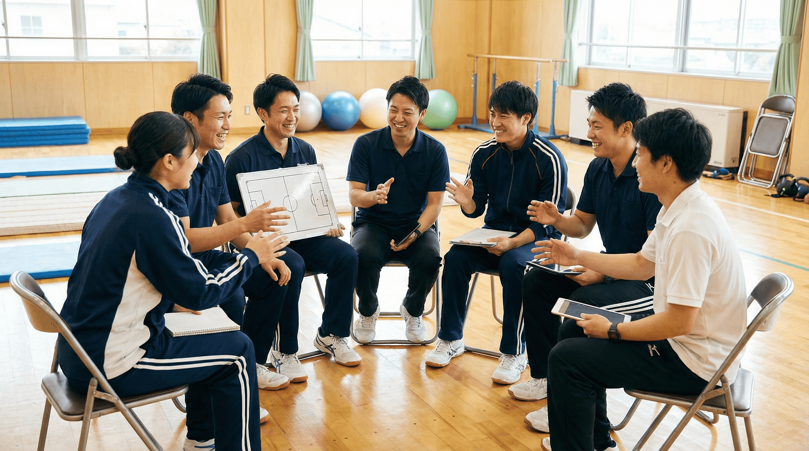 車座グループでワークに取り組む指導者たち